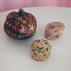 Floral Decorative Cloisonne Laquer Boxes Set